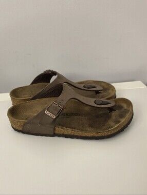 Birkenstock Gizeh Brown Thong Buckle Sandals Cork Footbed Size 34 EU